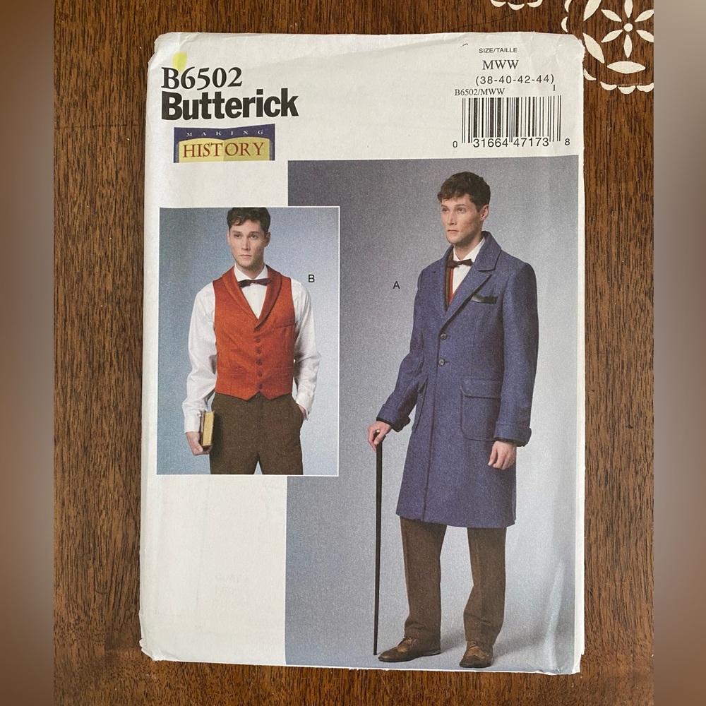 Butterick Newt Scamander Edwardian Costume Sewing Pattern B6502, Size MWW